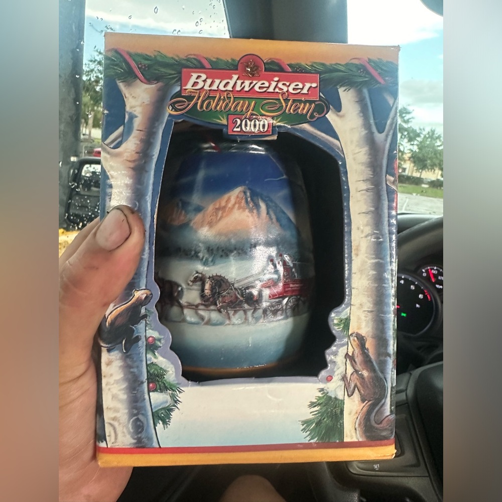 Budweiser Holiday Stein 2000 Box with Red and Blue Accents